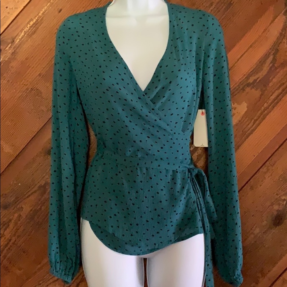 Billabong Blue and Black Polka Dot  Blouse